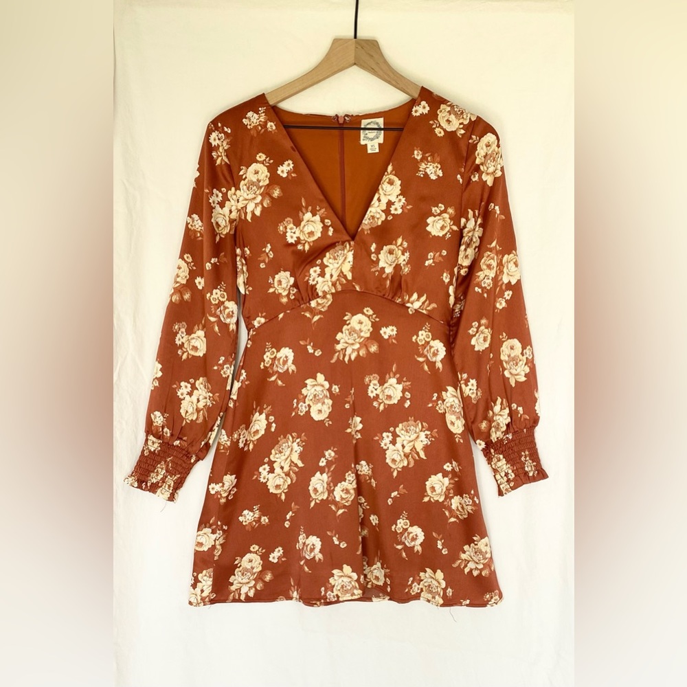 Francesca’s long sleeve silk dress